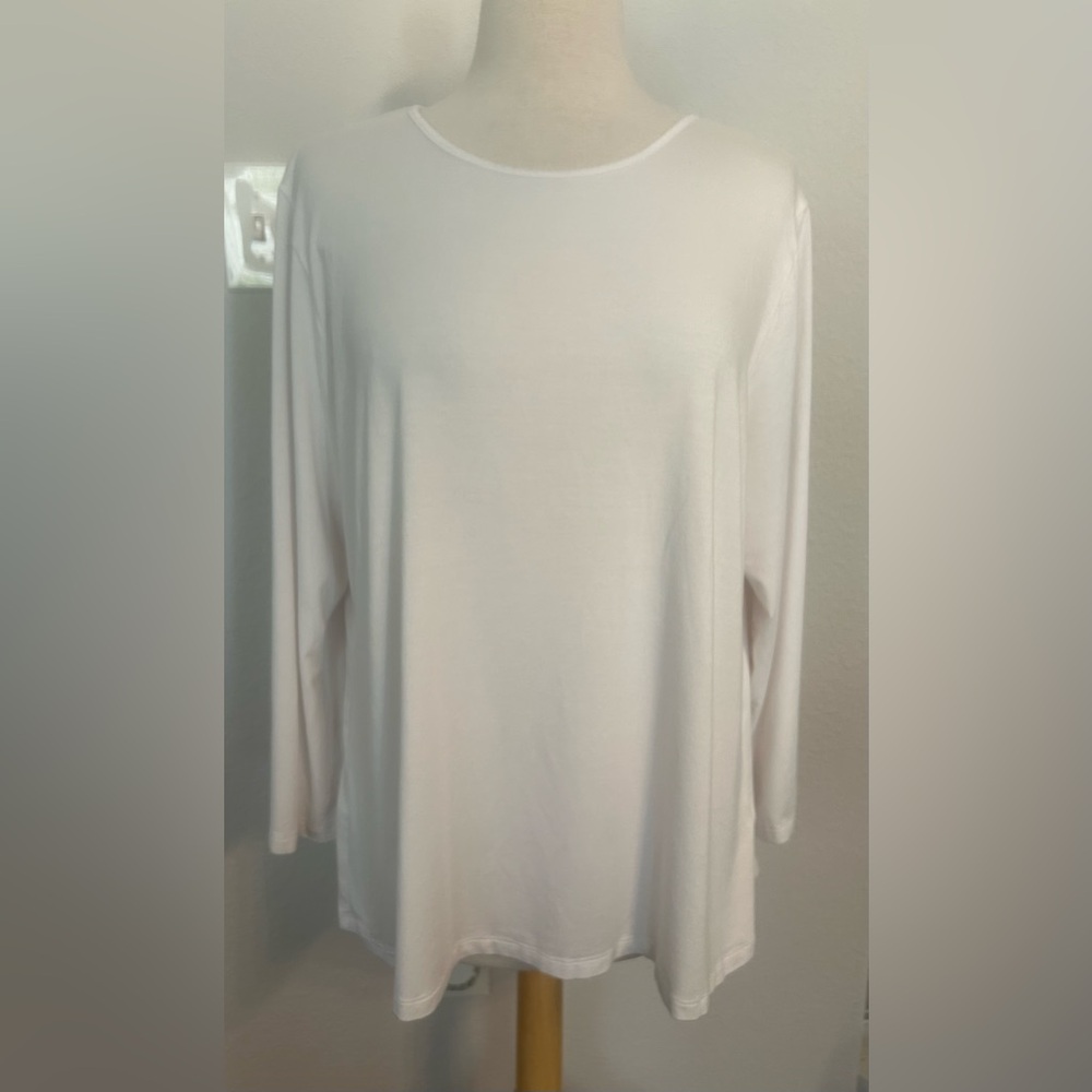 Comfy USA Classic White basic Women's 3/4 quarter length sleeve Top 3X